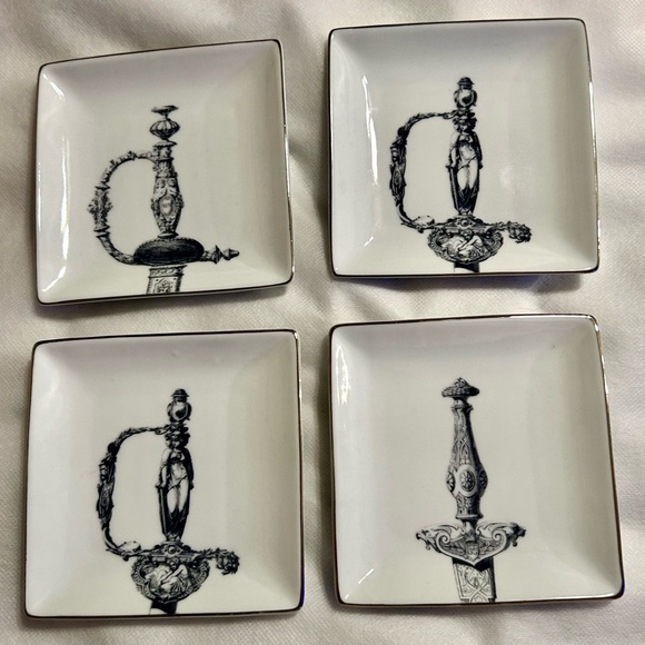 Set of 4 Mitchell Black, Hilts & Dagger Appetizer Plates 4.5” - Picture 1 of 5